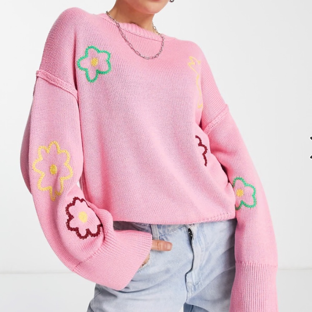 ASOS Pink Embroidered Sweater